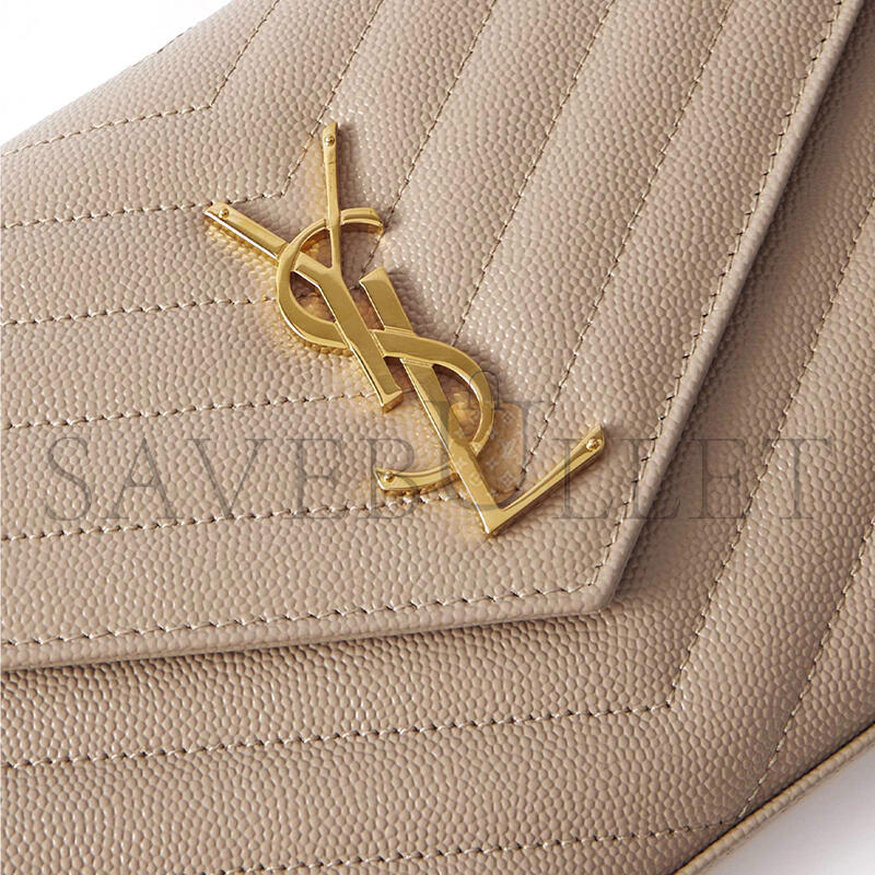 YSL CASSANDRE CHAIN MATELASSÉ TEXTURED-LEATHER WALLET (19*12*4cm) 